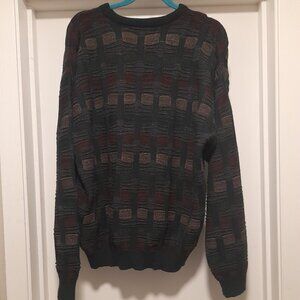 *BOGO FREE* Vintage Grandpa Knit Textured Sweater Mens L Farrah Square Pattern